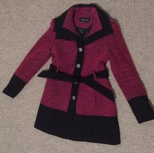 Black Rivet Magenta Tweed Coat Medium